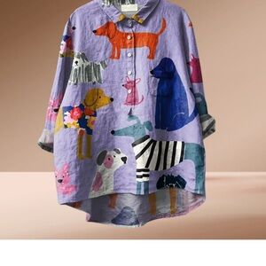 Colorful Dog Print Shirt